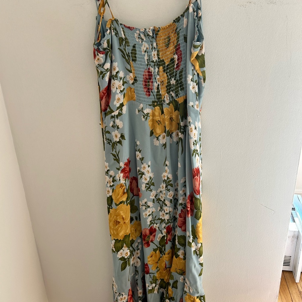 Reformation Enya Floral Dress - Light Blue and Yellow - Picture 4 of 5